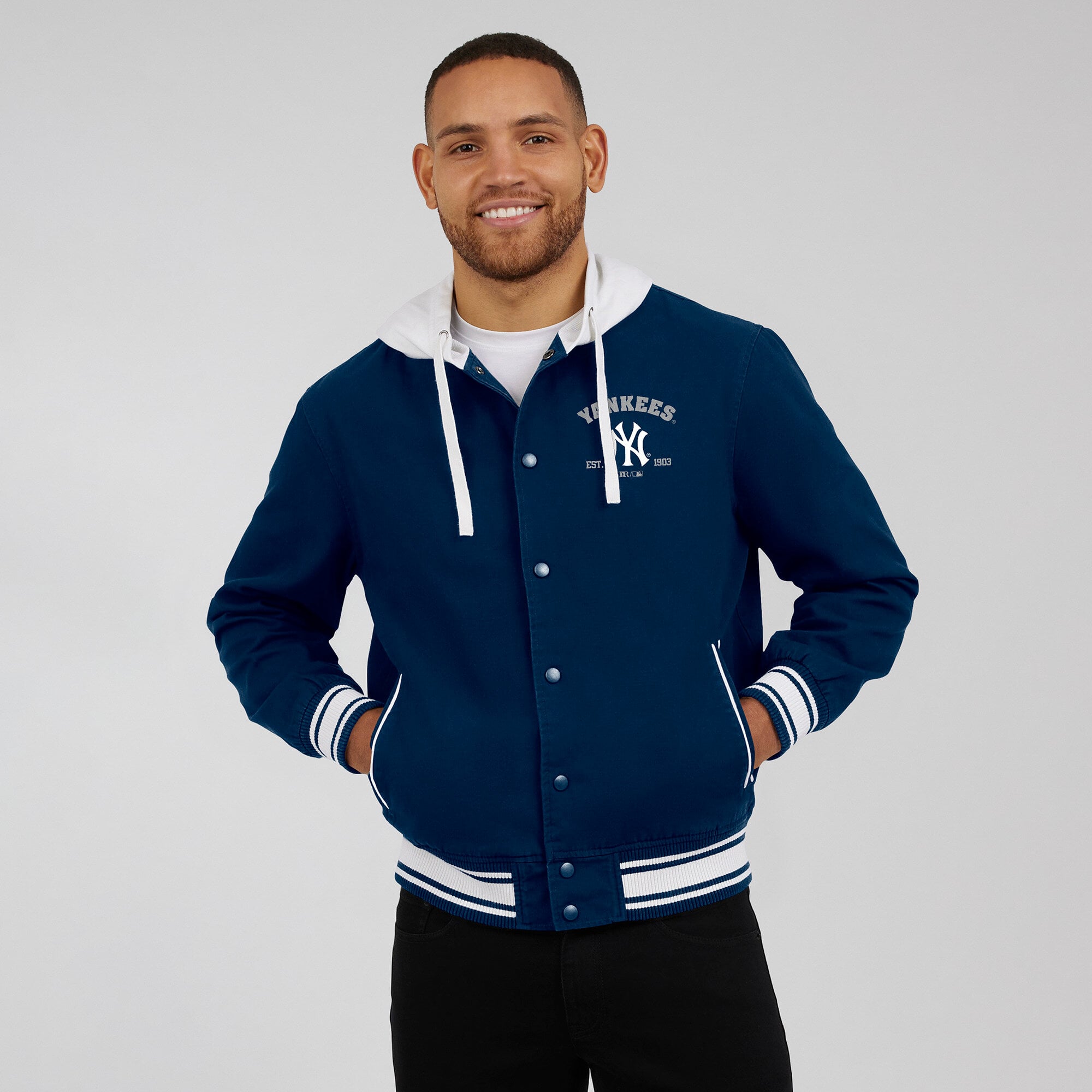 Veste à capuche boutons-pression pour homme Darius Rucker Collection by Fanatics bleu marine des Yankees de New York